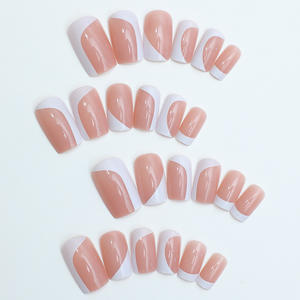 <span class=keywords><strong>Faux</strong></span> ongles à presser style français, motif marbre carré, portables, pour mains et pieds, vente en gros transfrontalière - Product Image 5