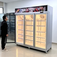 Réfrigérateur commercial encastrable à affichage, sans givre, à refroidissement par air, 3 portes, pour boissons et bouteilles d'eau, prêt à l'emploi