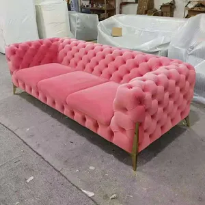 Foshan Furniture Hot Pink Hotel Chairs Home Furniture Living Room Sofa Chair China for Wedding GENUINE Leather European Tufted