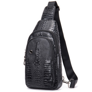 Bolso Cruzado de Piel Auténtica con Estampado de Cocodrilo para <span class=keywords><strong>Hombre</strong></span>, Estilo Retro, Multifuncional, Impermeable y Resistente al Desgaste - Product Image 3