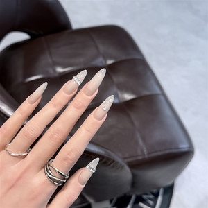 <span class=keywords><strong>Uñas</strong></span> Postizas <span class=keywords><strong>Elegantes</strong></span> de Acrílico con Zirconia, Color Nude, Hechas a Mano, de Alta Calidad, Venta al Por Mayor - Product Image 1