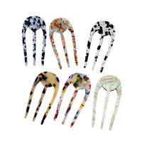 Épingles à cheveux à trois dents pour femmes, coiffures larges, chignon épais, queue de cheval, pinces à cheveux OEM, fourche à cheveux en acétate en forme de U