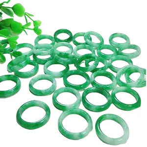 2021 Trend Style Cheap Green Jade Rings Natural Stone Jade Ring for Women And Men