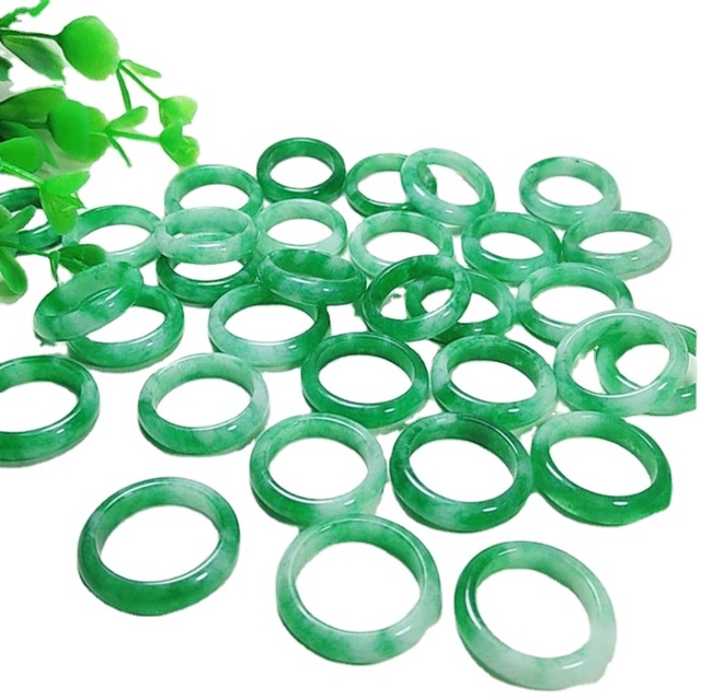 Trend Style Cheap Green Jade Rings Natural Stone Jade Ring for Women and Men