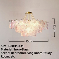 Lustre moderne en verre floral avec perles LED pour la décoration de la chambre à coucher, du salon et du bureau