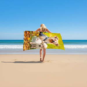 HDJ Women's Beach Towel 70x140cm Printed Dog Pattern Polyester Eco-Friendly Rectangle Summer Use - Product Image 1
