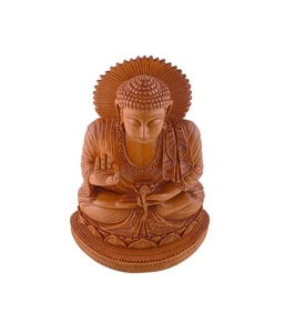 Handcrafted Wooden <b>Buddha</b> Sculpture Traditional Spiritual Home Decor Indoor Tabletop <b>Ornament</b> for Living Room Meditation Space - Product Image 1