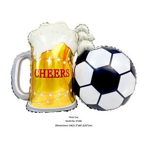 Gold Party Cup Foil <b>Balloon</b> 22 Inch-Beer Mug Shape Customizable Reusable Football Theme Party Decoration Birthday Supplies - Product Image 6