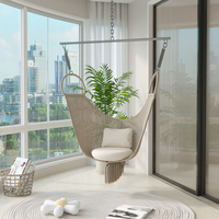 Fauteuil suspendu en corde tressée pour porche, résistant à l'eau et aux UV, pour balcon, terrasse, cour et jardin