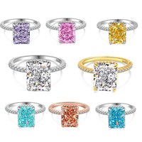 Bague de luxe en argent sterling 925 de haute qualité, personnalisable, avec zircon 8A de forme carrée, pour femme, pour mariage et fiançailles, sertie de diamants