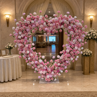 Arche de fleurs en forme de cœur rose pour mariage, demande en mariage, fête d'anniversaire, scène, décoration artificielle en forme de cœur pour les organisateurs d'événements