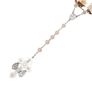 Catholic 8mm Frosted Beads Cross <b>Rosary</b> <b>Necklace</b> Pardon Forgiveness Baptism Communion Gift Religious Buddhism Alloy Diamond - Product Image 5