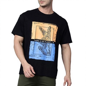 T-shirt pour homme, coupe classique, poids lourd, 100% coton, style streetwear hip-hop, logo personnalisé sur le devant, marque privée - Product Image 1