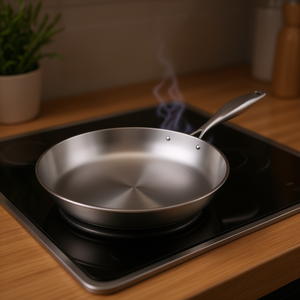 Sartén de acero inoxidable de 36 cm compatible con inducción con mango para cocinar - Product Image 2