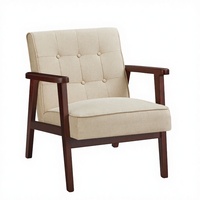 Chaise de loisirs modulaire pliable moderne style ferme industrielle, avec structure en bois d'hévéa massif et siège rembourré, pour mobilier de maison, chambre et villa