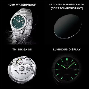 Nuevo Reloj Deportivo Automático para Hombre <span class=keywords><strong>CADISEN</strong></span> 8042 de 40MM, Reloj de Pulsera de Acero Inoxidable con Cristal de Zafiro, Movimiento Mecánico NH35A Miyota de Moda - Product Image 5
