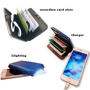Hotselling RFID Blocking Phone Charging Card Case Wallet Portable Credit Card Holder Purse Wallet Charger Power Bank - Product Image 2