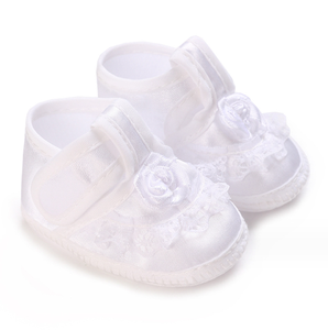 Chaussures de baptême pour bébé nouveau-né en coton blanc doux et pur, chaussures pour tout-petits - Product Image 2