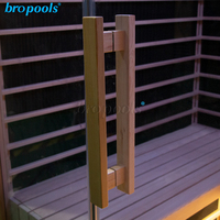 Nouveauté : Sauna infrarouge lointain de luxe moderne pour 4 personnes, en bois de pruche, avec panneau de luminothérapie rouge et commande intelligente
