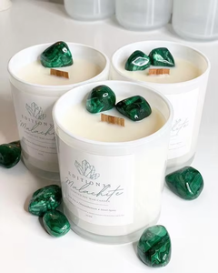 Bougie en verre parfumée LANJO en cire de soja, sans flamme, faite à la main, avec pierres naturelles et gemmes en relief, pour Thanksgiving et Noël - Product Image 5