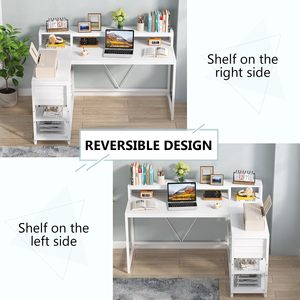 <span class=keywords><strong>Escritorio</strong></span> de Madera Plegable en Forma de L con Cajones de Almacenamiento y Estantes, Soporte para Monitor de 55" x 24", <span class=keywords><strong>Escritorio</strong></span> para Juegos para Oficina en Casa - Product Image 4