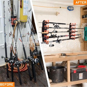 Fishing <b>Rod</b> Holder Wall Mount <b>Plastic</b> Adjustable Bracket Shelf For Garage Storage Rack - Product Image 2