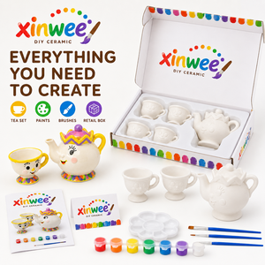 Kit de Tazas de Cerámica para Pintar, Juego de Té de Cuentos de Hadas para Niños, <span class=keywords><strong>Taza</strong></span> y <span class=keywords><strong>Tetera</strong></span> de Dibujos Animados, Manualidades, Regalo Festivo - Product Image 4