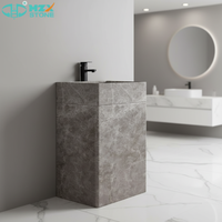 HZX Marbre travertin italien gris argenté de qualité supérieure pour meuble-lavabo de salle de bain avec vasque autoportante moderne