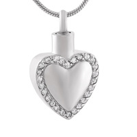 Colgante de Corazón de Acero Inoxidable Plateado de Lujo con Cristales de Estrás, Ecológico e Impermeable, para Conmemoración de la Pérdida de un Miembro Familiar