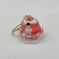 Porte-clés liquides de Noël multi-styles : tasses de thé au lait, flotteurs Père Noël et bonhomme de neige, pendentifs mignons à sable mouvant