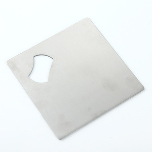 Stainless steel square <b>beer</b> <b>coaster</b> bottle opener, metal square <b>coaster</b> bottle opener - Product Image 3
