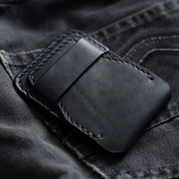 Dompet Pria Mini Pendek Kulit Asli Vintage Buatan Tangan dengan Lapisan Kulit Sapi dan Desain Polos