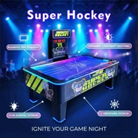 Table de Air Hockey Professionnelle en Métal et Bois, Machine de Jeu d'Arcade à Monnayeur, Jeu Interactif avec Compteur de Score Électronique, 2 Joueurs