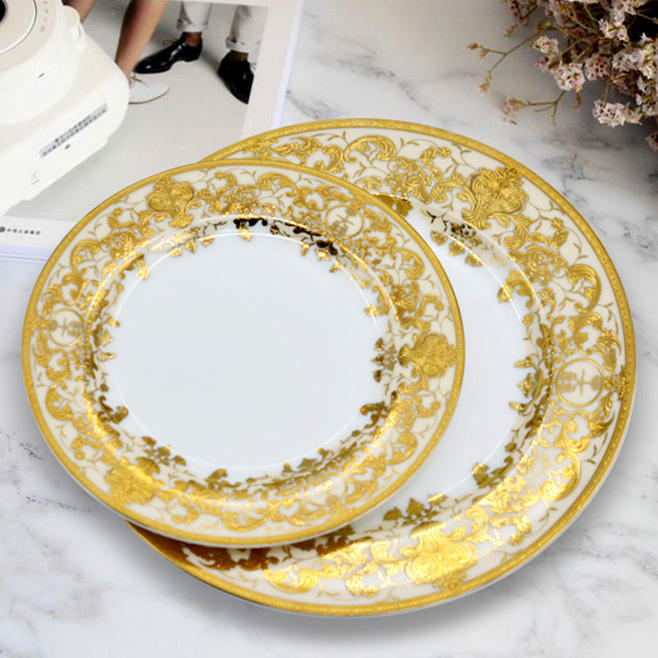 Best Selling Elegant Royal Dinner Set Gold Rimmed Bone China