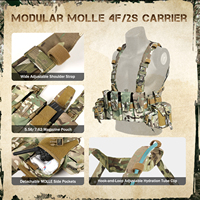 Harnais de poitrine modulaire personnalisé multi-compartiments avec quatre pochettes principales pour magazines, idéal pour l'entraînement en extérieur et les compétitions en milieu sauvage