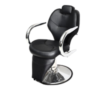 Fauteuil de Barbier Commercial Moderne Réglable avec Repose-Pieds Rotatif, Cadre en Acier Inoxydable, Siège en Mousse Haute Densité et Fonction de Levage