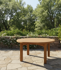 Exquisita Mesa de Centro Redonda de Teca para Espacios Exteriores y de Comedor de Primera Calidad, Plegable y Duradera con Artesanía de Calidad - Product Image 4