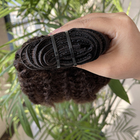 Extensions de cheveux humains indiens bruts, vierges non traités, cuticules intactes, afro 4c, à clipser, tissage de cheveux raides