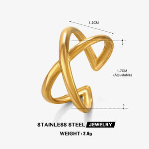 Nouvel arrivage de bijoux en acier inoxydable unisexe de qualité supérieure bagues 3D en forme de X à la mode conception de queue simplifiée irrégulière à haute esthétique - Product Image 5