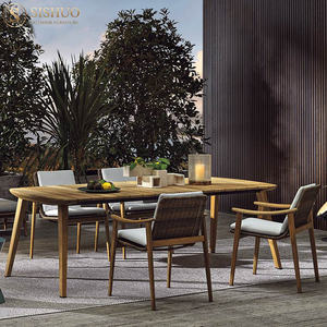 SISHUO Luxury Villa Leisure Patio Furniture Outdoor <strong>Teak</strong> Outdoor <strong>Dining</strong> <strong>Table</strong> and Chair Set - Product Image 1