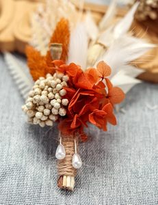 Handmade Fall Dried Flower Boutonniere Set for Men's <strong>Boho</strong> <strong>Rustic</strong> <strong>Wedding</strong> Anniversary Party <strong>Decor</strong> (Terracotta) - Product Image 4