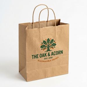 Bolsa de Papel Kraft Marrón Personalizada con Logotipo para Comida para Llevar, Restaurante de Comida Rápida, con Asas Retorcidas - Product Image 1