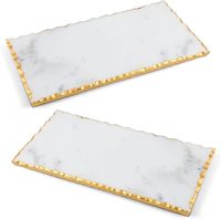 Plateau en marbre avec bord doré, directement de l'usine, pour la décoration de la maison, plateau de service, plateau de luxe pour bijoux et vanité