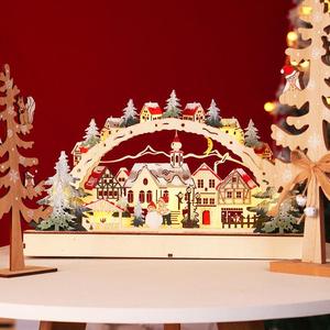 Luces LED navideñas, arcos, ciudad antigua, corte láser de invierno, escenas navideñas, decoraciones de pueblo navideño de madera - Product Image 5