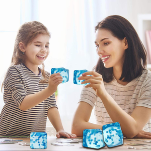 Sensory Fidget Toy Ice Cube <b>Squishy</b> with Snowflake Glitter - Stress Relief & Anxiety Calming Toy for Kids - Product Image 5