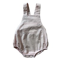 Combinaison d'été en lin pour bébé avec bouton réglable