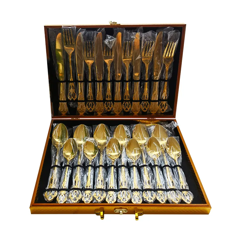 flatware gold cutlery for spoons forks knives 304 metal cutleryset