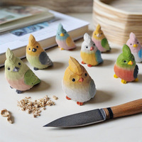 Jiaofeng – petit oiseau gras et chantant, sculpture en bois massif purement artisanale, peinte à la main, ornement créatif pour salon, bureau, maison, bijou décoratif