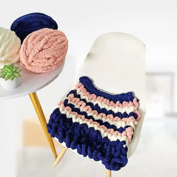 Bojay Wholesale Chunky Chenille Velvet Yarn Jumbo Hand Knitting 100% Polyester Crochet Chenille Yarn