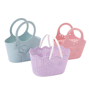Yongxin Story Plastic <b>Shower</b> <b>Basket</b> Pink With Butterfly Design For Bathroom Storage - Product Image 4